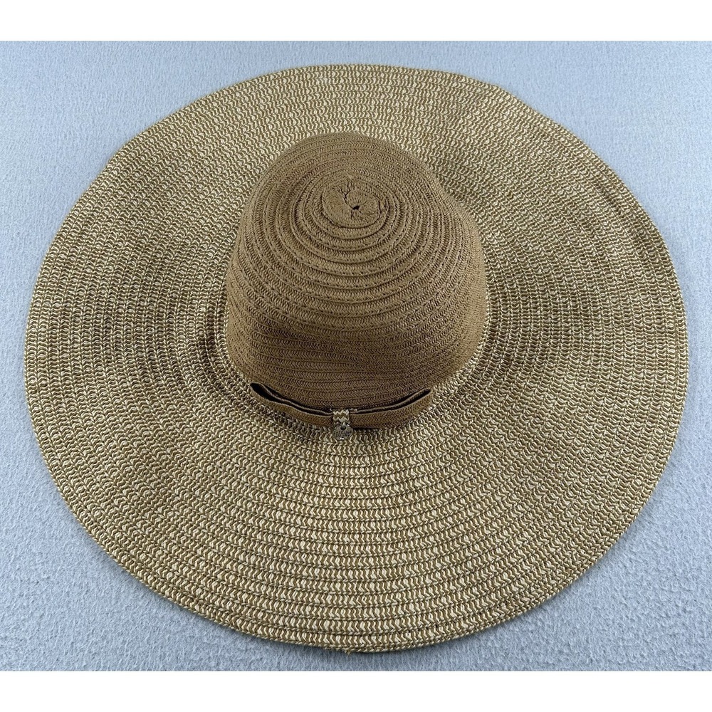 L'Atelier Du Sac Made in Italy Tan Paper Straw Wide Brim Sun Hat NICE!